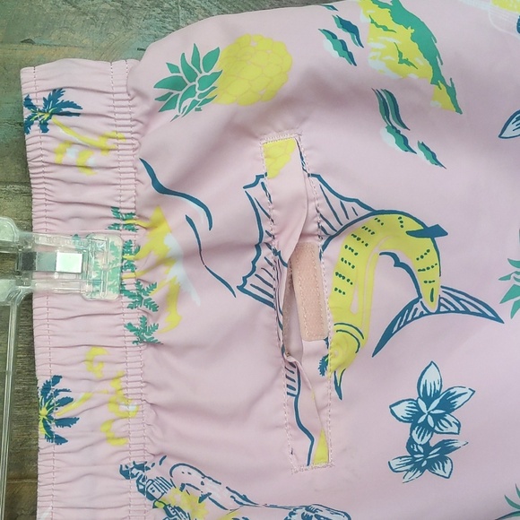 Nautica Pale Orchid Island Scene Print Swim Trunks - Men's XL - Picture 4 of 5